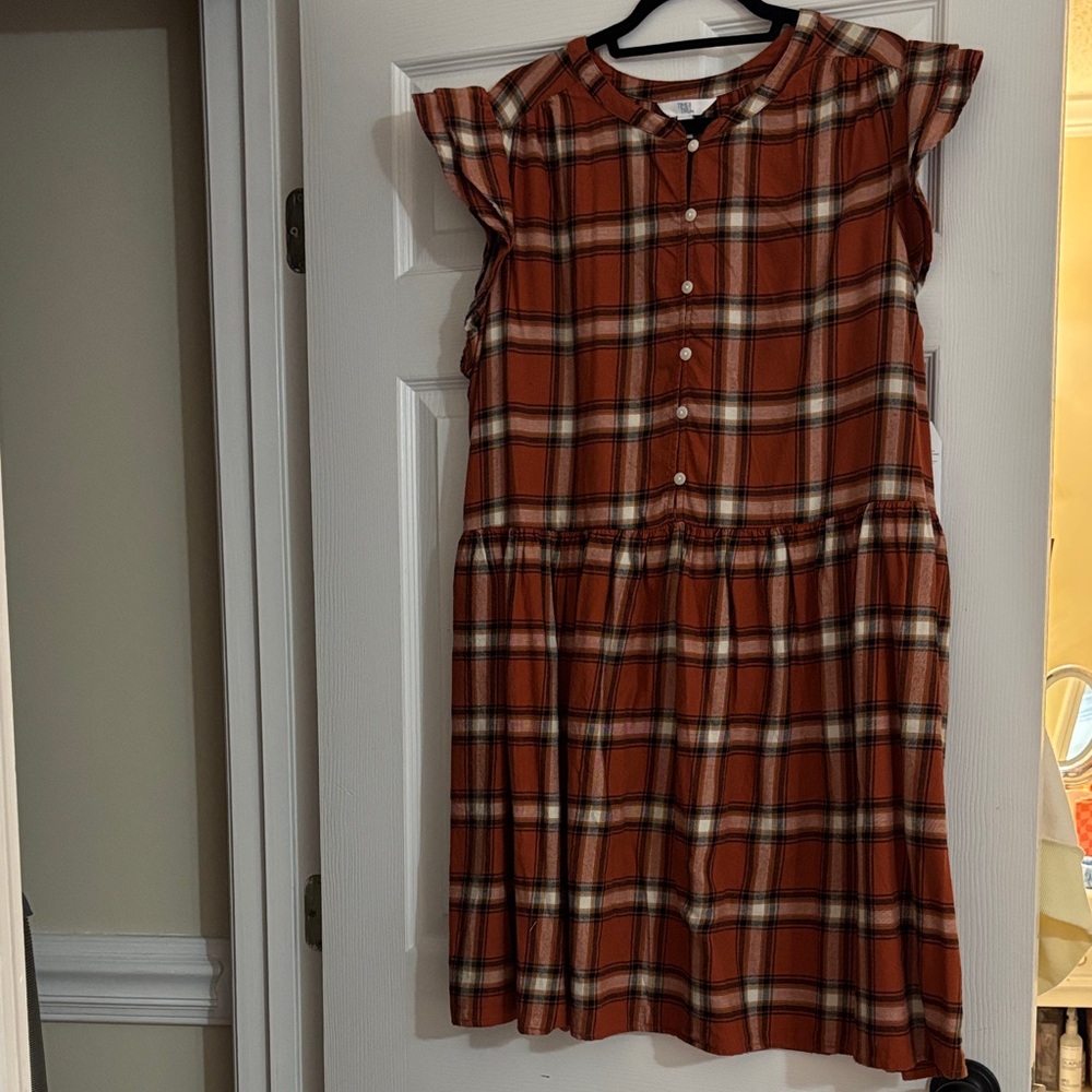 NWT Time and Tru Fall Plaid Button-Up Dress